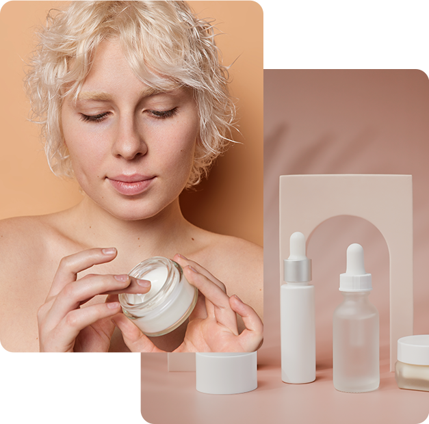 Mujer aplicando crema en una rutina de cuidado facial
